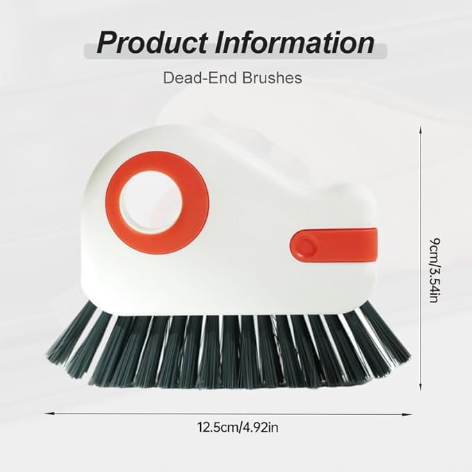 2 in 1 Groove Cleaning Brush, 2025 New Window Track Cleaning Tools, Multifunctional Bristle Crevice Brush with Hidden Scraper for Sliding Door Track Window Seal (Gray+Orange)