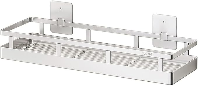 19.69Inch Spice Rack Organizer, SUS304 Stainless Steel Wall Mount Spice Rack Storage Basket, Kitchen Racks, Nail-Free Installation