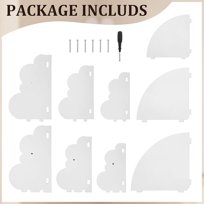 Novabright 3 Pack Cloud Floating Corner Shelves, 9/10/12 Inch Wall Mounted Corner Shelves for Room & Nursery Decor, Cute Cloud Display Shelf for Storage, Plants, Books & Small Decor