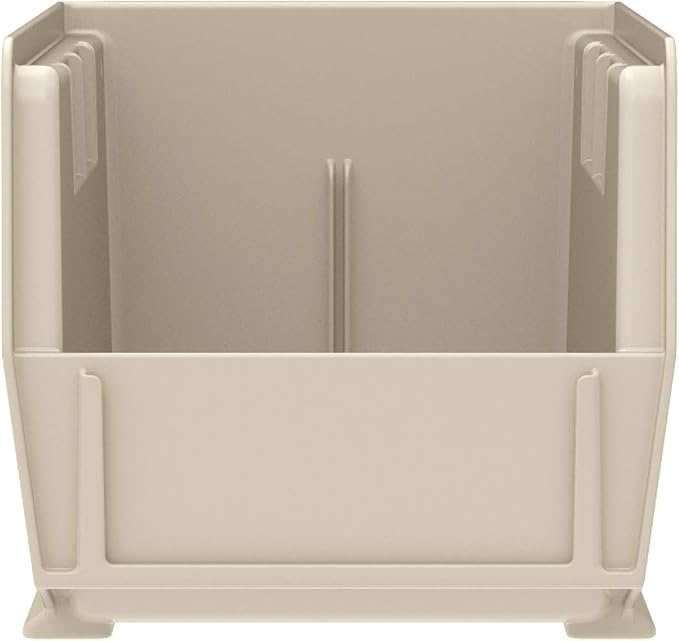 Akro-Mils 30237 AkroBins Plastic Storage Bins, Space-Saving Stackable Bins for Garage, Pantry, Craft Organization, 9" x 6" x 5", Stone, 12-Pack