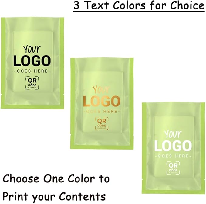 100PCS Customized Vacuum Heat Seal Bag,Open Top Packaging Bag with Clear Front,Single Color Printing for Logo/Text/QR Code (Green, 10 * 15CM/4.0"*6.0"-100PCS-One Color Print)