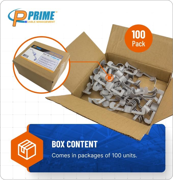 Conduit Cable Support Clip to Ceiling Wire, Threaded Rod & Flanges. Heavy Duty Spring Steel Clip / 100 Pack