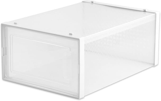 Planisity Clear Storage Bins for Shoes, 6 Pack Stackable Plastic Boxes With Lids for Closet Organization & Display