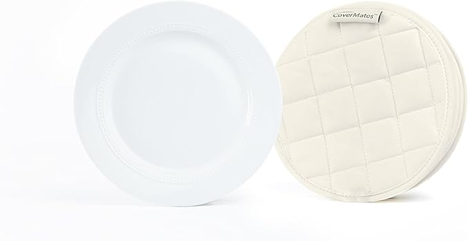 Covermates Keepsakes Quilted Dish Dividers – Set of Padded Plate Protectors for China & Dinnerware Storage, Scratch Protection, Machine Washable, Cream