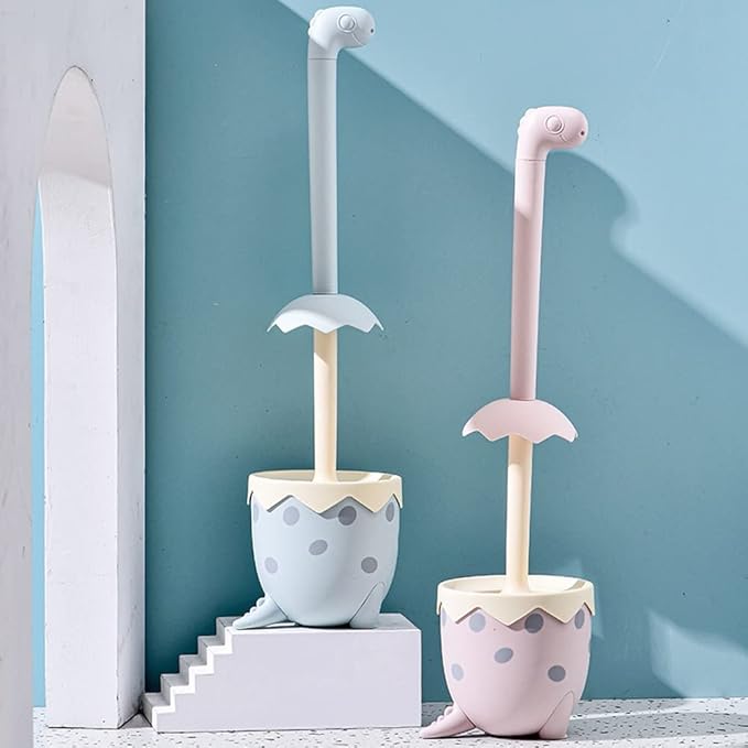 Toilet Brush Set, Compact Size Toilet Bowl Brush and Holder Toilet Bowl Scrubber with Silicone Bristles, No Dead Angle Home Cleaning Utensils Bathroom Accessories (Color : Blue) (Pink)