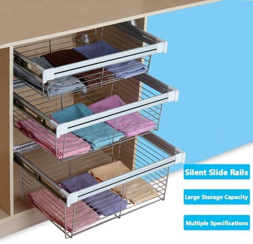 Pull-Out Wire Baskets,Closet Pull-Out Baskets,Retractable Drawer-Style Basket,Sliding Mesh Cabinet Basket,for Home/Laundry/Bathroom/Mudroom(Color2,464-513mm)