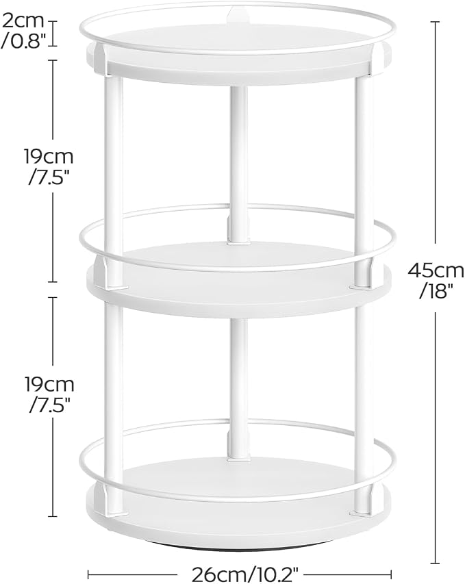 YATINEY Spice Rack, Set of 2 Lazy Susan Organizer, 3-Tier Turntable Organizer For Cabinet, Compact and Versatile, for Kitchen Countertop, White SR23L2WW