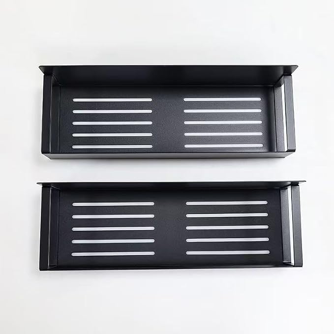 AALFA Magnetic Spice Rack for Refrigerator - Black Fridge Organizer with Paper Towel & Wrap Holder - 4 Bonus Hooks Included - 2 Pack Heavy Duty Side Shelf Storage for Spices, Oils, Foil (Black)