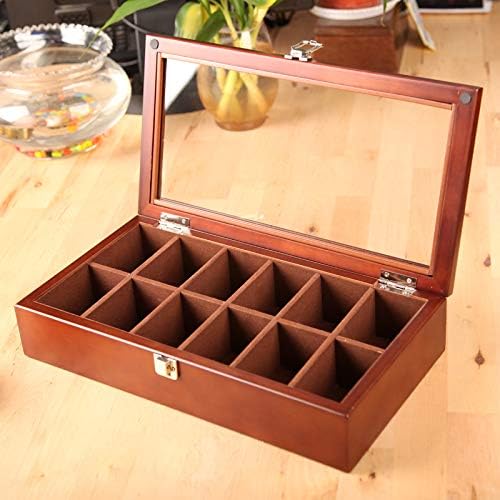 Solid Wood Storage Box with 12 Compartments & Glass Sunroof - Versatile Organizer for Home, Office, Crafts & Toys - Stylish, Durable & Space-Saving Solution