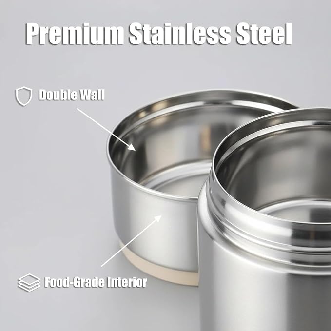 77.8oz Hot Food Wide Mouth Lunch Box, Lunch Jar for Hot Food with 3-Layer Stackable Container, Stainless Steel Vacuum Insulated Food Container Set, Adults Thermal Lunch Box 6-8H Temperature