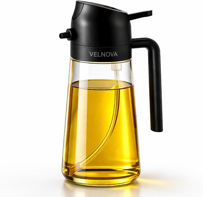 Olive Oil Sprayer, 16oz/470ml Glass Oil Sprayer for Cooking, 2-in-1 Oil Dispenser Bottle & Oil Mister for Air Fryer, Salad Dressing, Frying, BBQ, Grilling, Kitchen Use