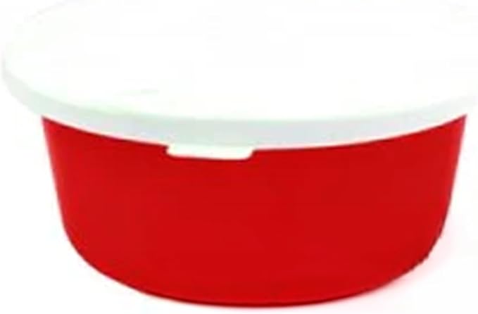 Correct Connect RCC Mini 1 Gallon Horse Feed Storage Bowl with Snap Lid, Feed Container for Treats and Supplements, BPA Free Food Grade Feed Bucket, Stackable (Red)