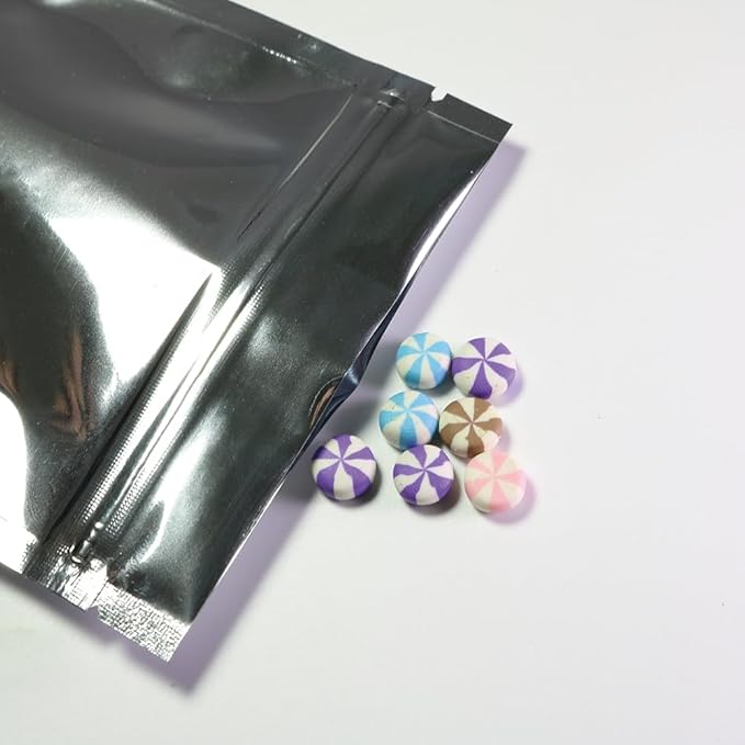 100PCS Customized Resealable Mylar Bag Foil Flat Packaging Bag with Tear Notch,Single-Color Printing for LOGO,QR Code,Text (Silver, 16 * 24CM/6.3"*9.5"-100PCS-One Color Print)