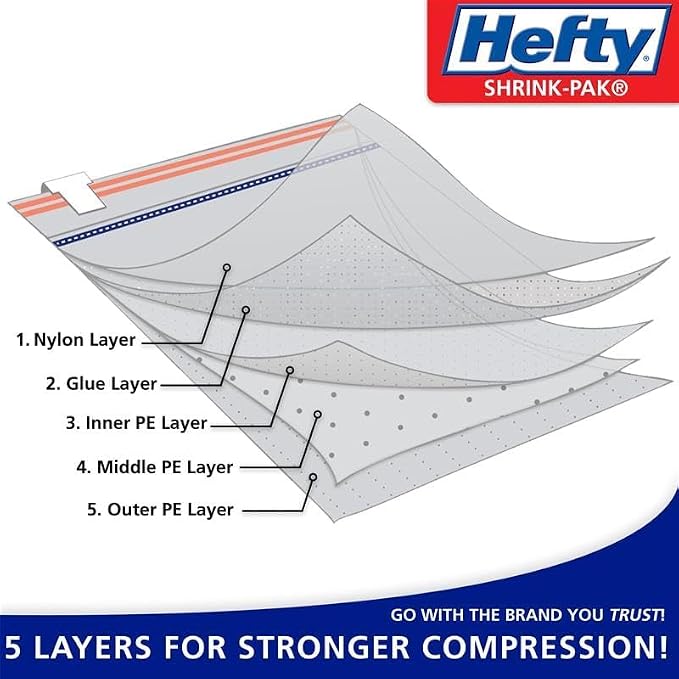 Hefty Shrink-Pak Mattress Bags for Moving – Twin/Twin XL Size | Heavy Duty & Water Resistant Vacuum Compression Mattress Bag, Storage Protection Mattress Cover for Moving