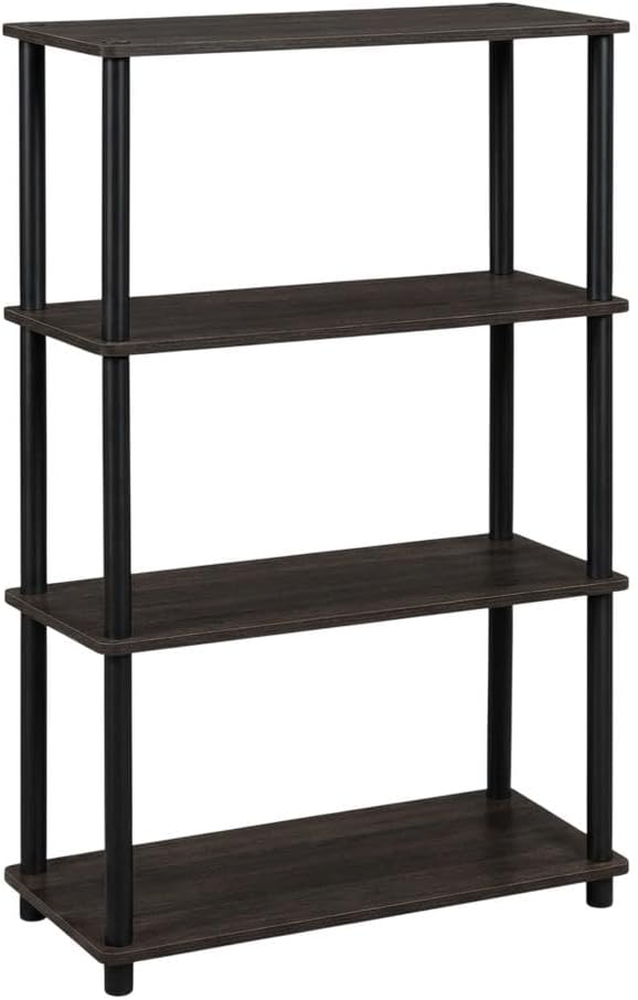 Furnifact Black Bookcase, Stylish Storage Solution, Durable Wood Material, Vertical Design, Modern Home Office or Living Room Decor