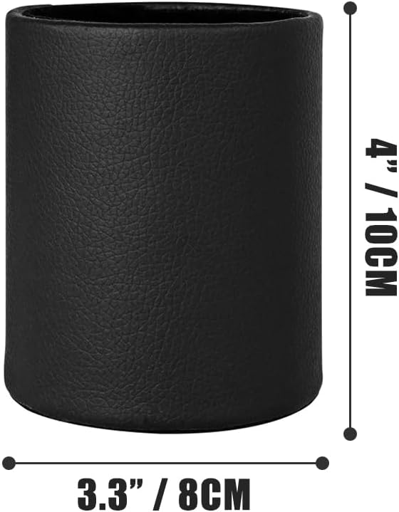 Black Pen Holder, Leather Pencil Holder, Simple pen cup, Elegant pen holder for desk, Desktop pencil cup, Stationery Organizer for Office School Home Dorm (Black)