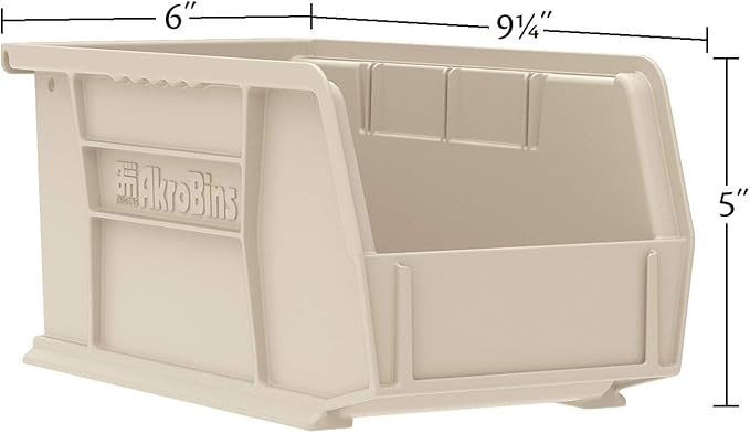 Akro-Mils 30237 AkroBins Plastic Storage Bins, Space-Saving Stackable Bins for Garage, Pantry, Craft Organization, 9" x 6" x 5", Yellow, 12-Pack