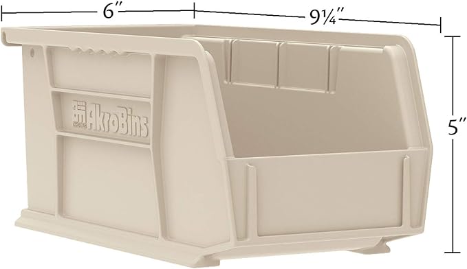 Akro-Mils 30237 AkroBins Plastic Storage Bins, Space-Saving Stackable Bins for Garage, Pantry, Craft Organization, 9" x 6" x 5", Green, 12-Pack