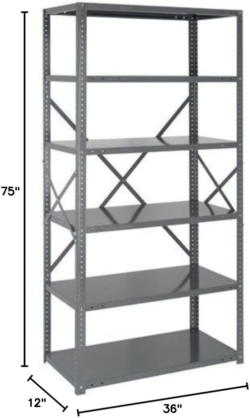 Quantum Storage Systems 75-1236-4 IRONMAN Solid Heavy Duty 4 Shelves 75" H x 36" W x 12" D