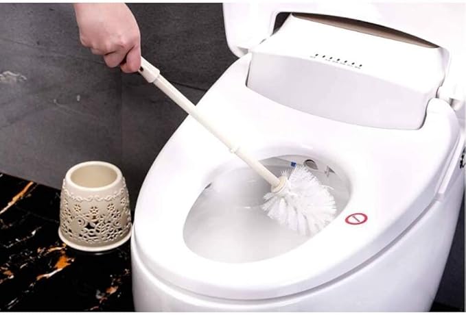 Toilet Brush Holder Toilet Bowl Brush Plastic Home Toilet Brush Holder Stand Guard Set Bathroom Cleaning Tools Cleaning Brush Long Handle Toilet Brush Toilet Brush Toilet Brush with Holder (Beige)