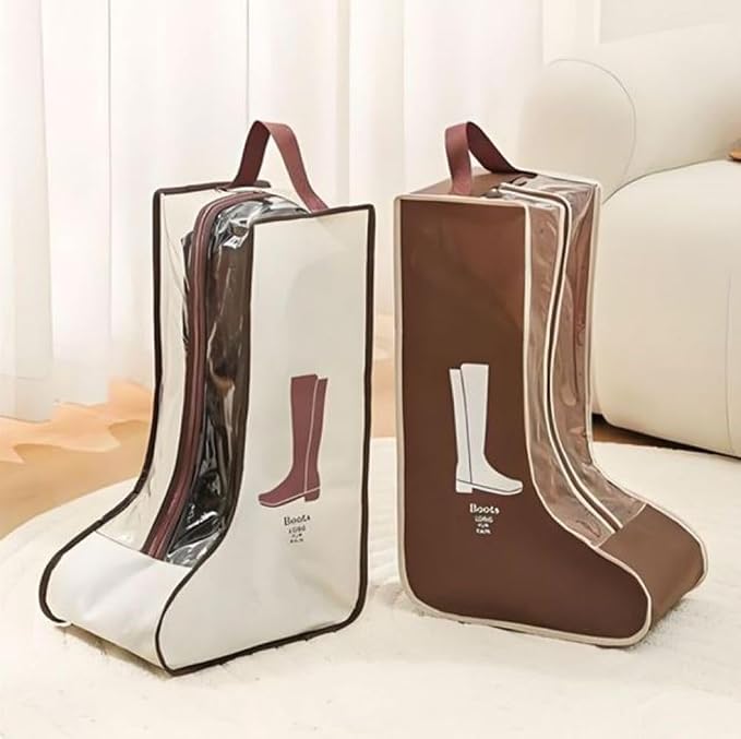 Portable 2 Pack Boots Storage,Tall Boots Storage/Protector Bag | Beige Portable waterproof storage bags are used for travel storage,under the bed,wardrobe,shoe cabinet and other home storage
