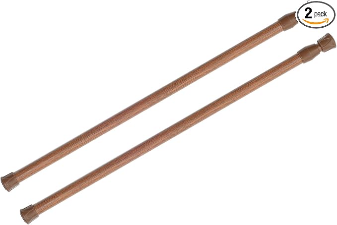 KXLife 2 Pack Spring Tension Curtain Rod for Window 28 to 48 Inch, Oak | Adjustable Expandable Small Curtain Tension Rods No Drill for Kitchen, Bathroom, Doorway, Cupboard