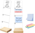 Sticky Note Holder, Monitor Memo Board, Sticky Note Board for Desk, Acrylic Desk Buddy with Wooden Base, Includes 200 Notes, Religious “Always Pray and Never Give Up Luke 18:1”