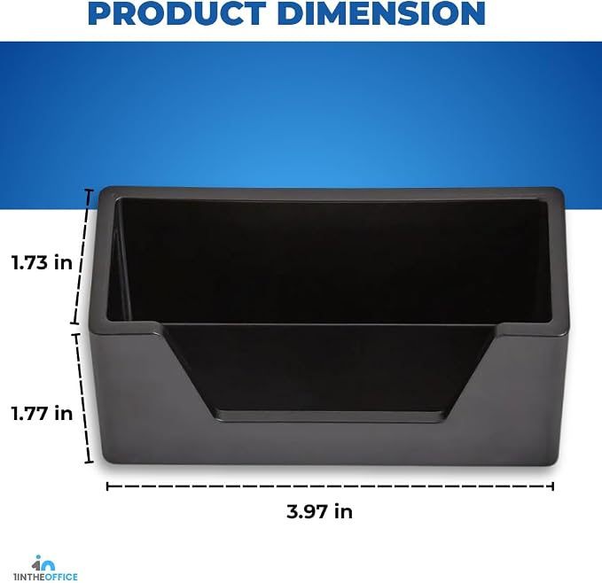 1InTheOffice Business Card Holders Desk, Desk Business Card Holder, 2 Compartment Business Card Display, Black, 2 Pack