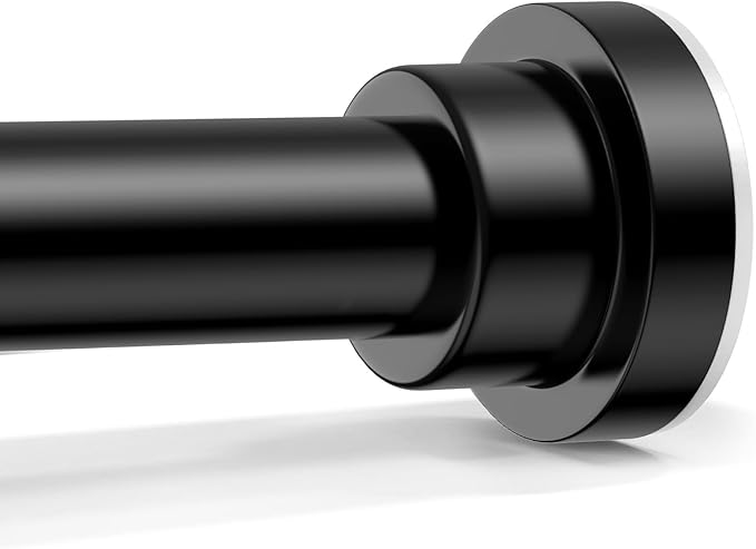 Shower Curtain Rod 31-63 Inch,7/8"Diameter Adjustable Spring Tension Curtain Rods No Drill,Matte Black Shower Tension Rod for Bathroom,Room Divider,Window,Anti-Rust Non-Slip 1-Pack
