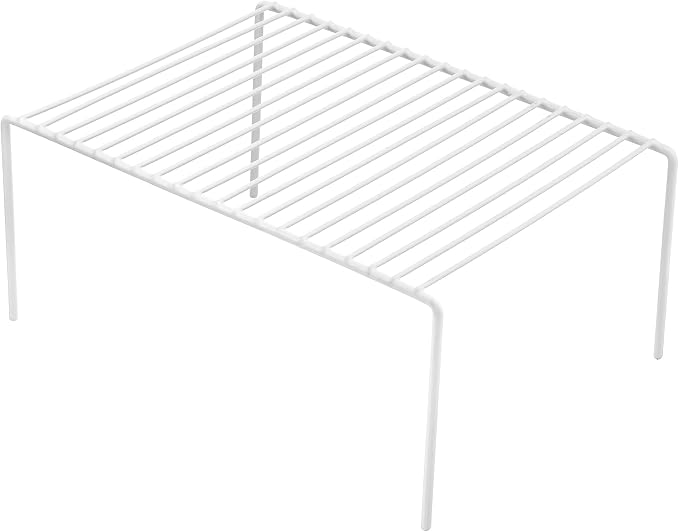 iPEGTOP Set of 4 Kitchen Cabinet Shelf Organizer, Medium (13 x 9.4 Inch) Bathroom Cabinet Organization Wire Shelf Rack, Rustproof Storage Space Saver Shelves for Countertops Pantries Utensils -White