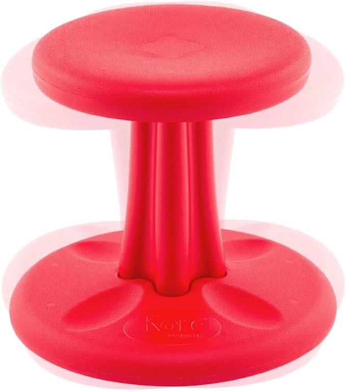 KORE Design Wobble Stool Chair, Girls + Boys Kid Desk Stools, Ergonomic Small Office Chairs, Flexible Seating for Active Kids, ADD/ADHD, Classroom, School, Home, Preschool (12in), Age 4-5 yrs, Red