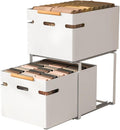 Pull Out Storage Basket,bedroom Closet Storage Racks,2-tier Stackable Storage Bins,20kg Weight Capacity,for Kitchen Bathroom Cabinets(White,43x32x55.2cm)