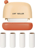 Disposable Mini Lint Roller with 4 Refills, CreamyYellow | Portable, Easy Tear Residue-Free, Pocket-Sized for Travel Clothes, Furniture, Carpets, Pet Hair Remover, Fits in Wallet Bag