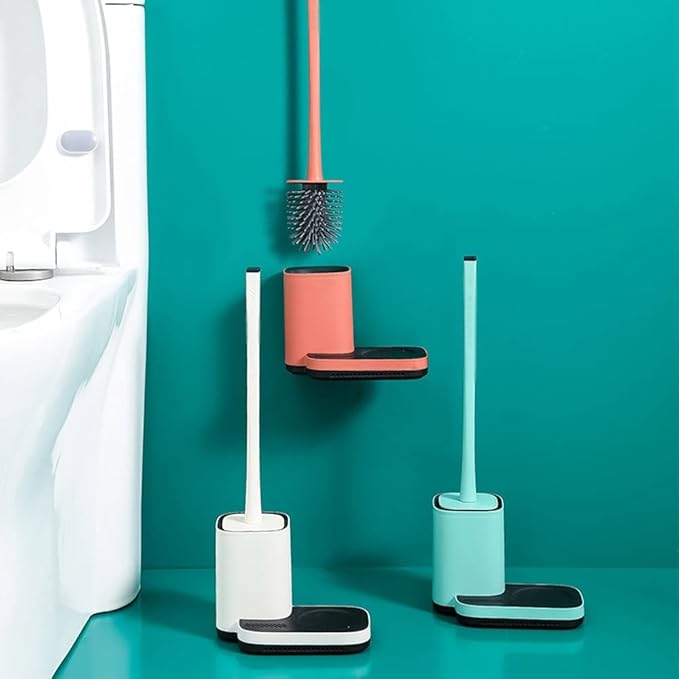 Multi-Function Toilet Brush and Holder, Toilet Cleaner Brush for Bathroom, Floor Standing & Wall Mounted Toilet Scrubber, No Dead Angle Home Cleaning Utensils Bathroom Accessories (Color : Red