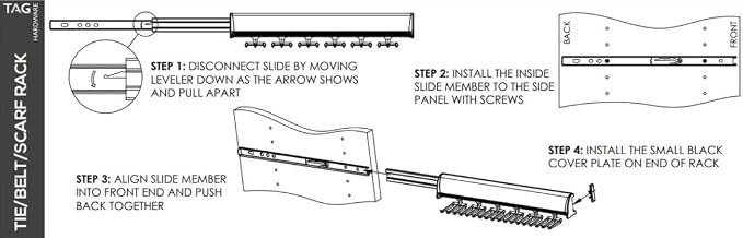 TAG Hardware Designer 6-Hook Expandable Valet Belt Rack, 13.75-Inch Extendable Wardrobe Closet Organizer Rod (Matte Gold)