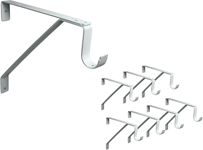 QCAA Heavy Duty Adjustable Shelf Rod Support Bracket for 3/4" Wall Cleat, Powder Coated White, 8 Pack, Made in Taiwan