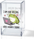 I Am Not Feeling Very Worky Today Acrylic Cup Pencil Holder, Frog Print Makeup Brush Storage Organizer, Funny Mental Health Desk Accessories Holder, Sarcastic Office Gifts for Colleagues