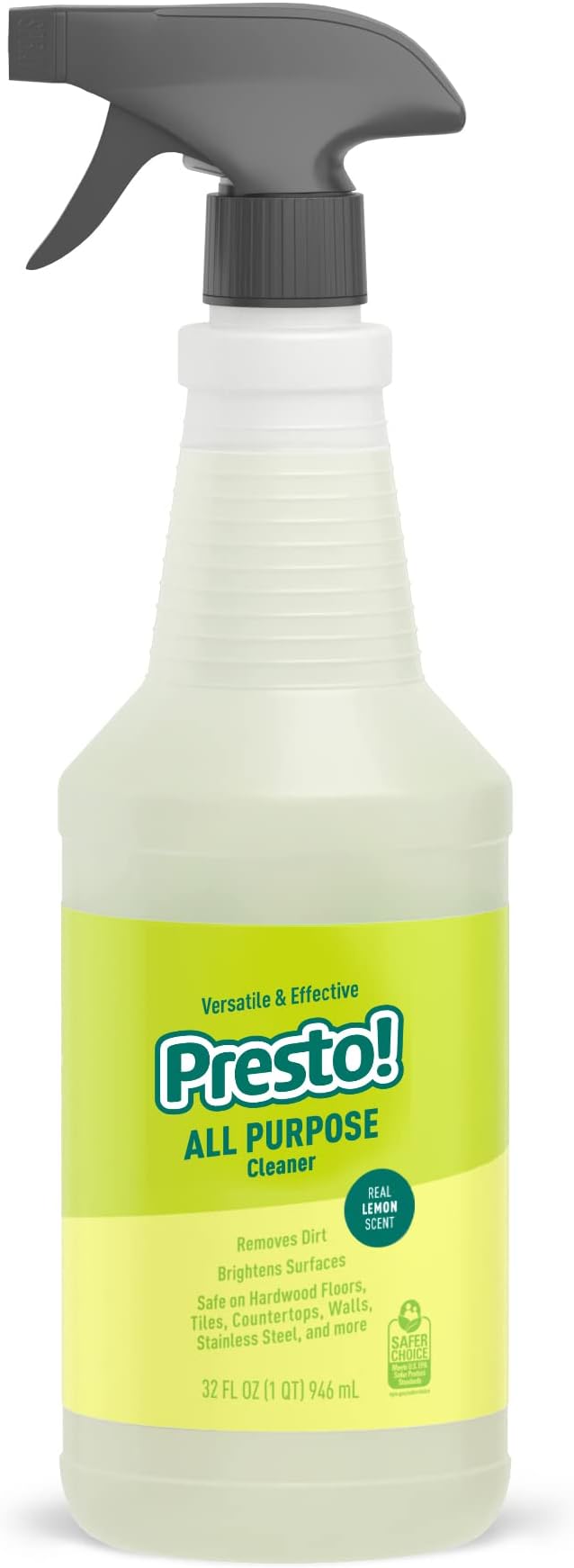 Amazon Brand - Presto! All Purpose Cleaner, Lemon Scent, Streak-Free Formula, Safe for Stainless Steel, 32 fl oz, 2-Pack