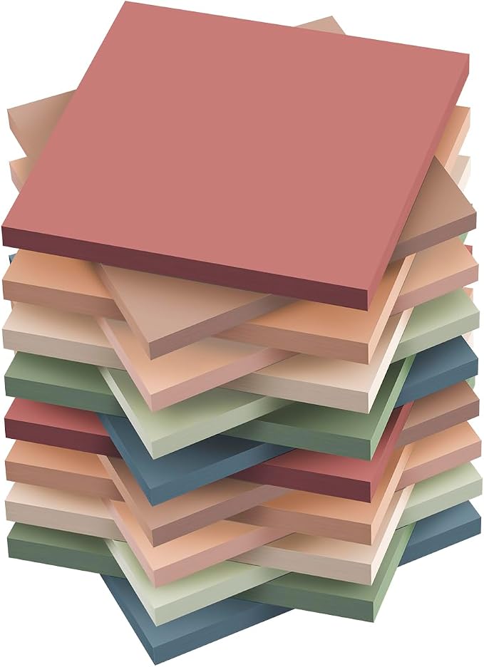 (16 Pack) Sticky Notes 3x3, Vintage Colors, Sticky Pads, Recyclable, Easy to Stick for Home, Office, Notebook
