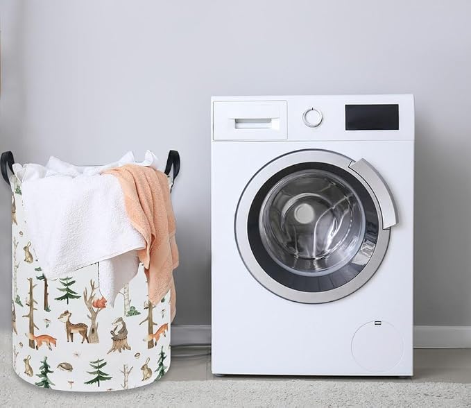 Kids Laundry Hamper,Animal Laundry Basket Collapsible Woodland Storage Baskets for Home Decor,Office,Home Organizer,(Woodland animal