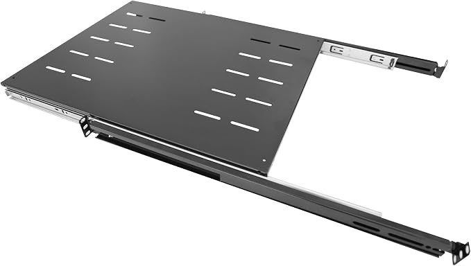 Keyboard mount-1U Sliding Shelf 19in Mount Keyboard Shelf Tray 4 Post Rack Mount Adjustable Depth 24 to 35inch for 19" Server Network Rack&Cabinet (Rack drawer-550)