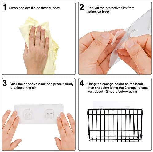 Toplife Wall Door Adhesive Kitchen Wrap Organizer Rack, No Drilling, Black, 2 Pack