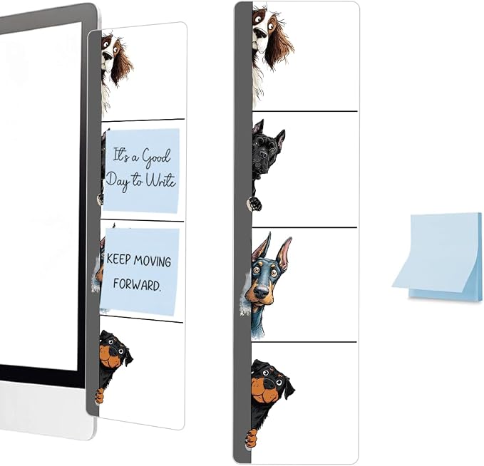 Gifts for Dog Lovers Computer Monitor Memo Board, Sticky Note Holder, Monitor Side Note Board, Acrylic Desk Organizer with 100Pcs Notes for Office Worker Men Women, Home Desktop and Office Desk
