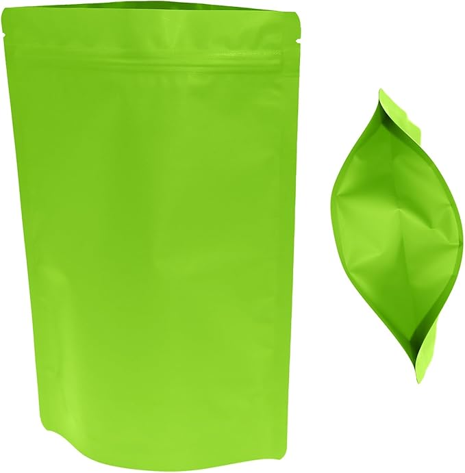 100PCS Smell Proof Resealable Pouch Bags,ULIFESTAR Aluminum Foil Flat Food Storage Bag,Sealable Pcsaging Zipper Pouches with Tear Notches for Pcsaging Lipgloss,Jewelry,etc(16*24cm/6.3*9.45",Green)