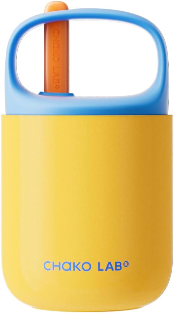 CHAKO LAB Food Jar 15 oz | Stainless Steel Vacuum Insulated for Hot Food and Cold Food | Wide Mouth Leak Proof Lunch Storage for Smoothie Bowl, Soup, Yogurt(Blue and Yellow)