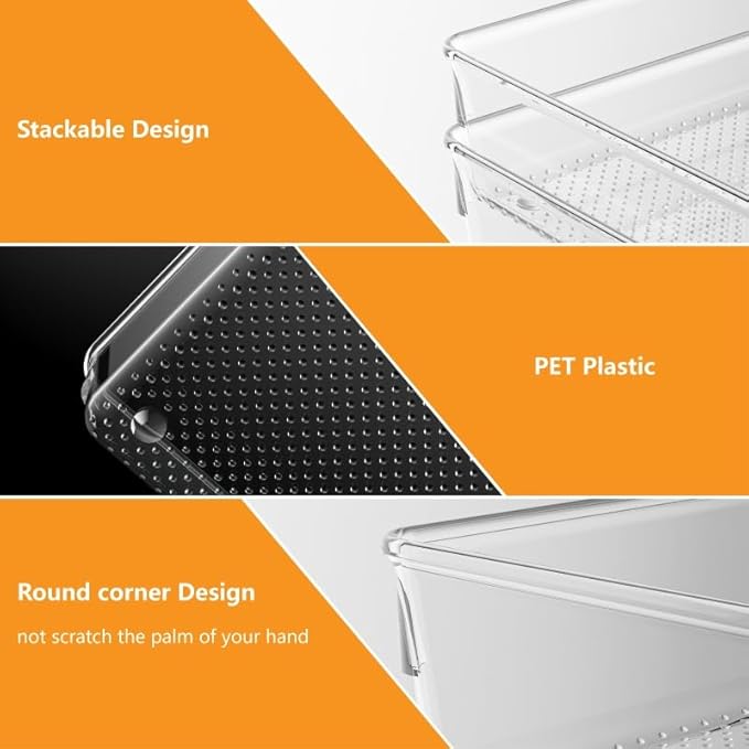 Clear Plastic Drawer Organizer Set for Kitchen, Bathroom, Office, Cosmetics & Tools - Multifunctional Storage Trays with Adjustable Dividers, Space-Saving Transparent Design (Clear, 12 Pcs)