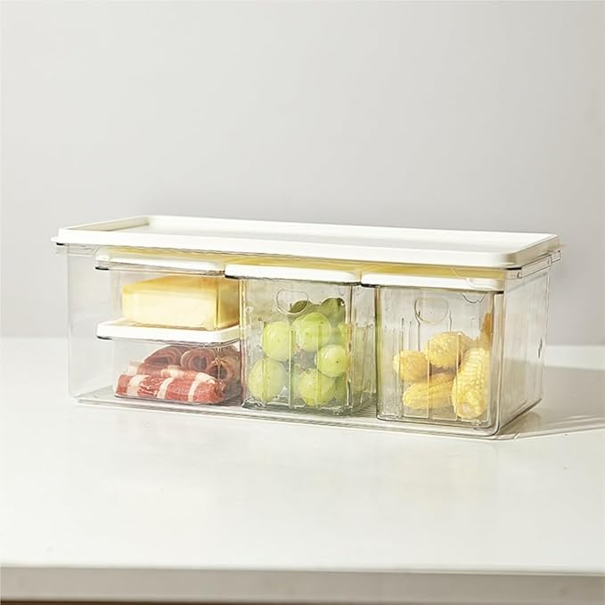 Food Storage Container Refrigerator Fresh-Keeping Storage Box Sealed Frozen Box Storage Household Portable Sub-Package Box Kitchen Refrigerator Food Organizer (Color : Clear, Size : F)