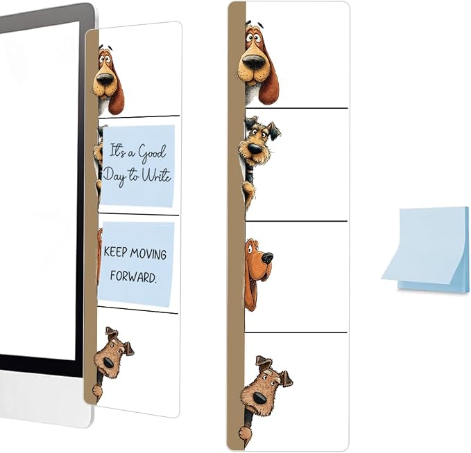 Computer Monitor Memo Board, Sticky Note Holder, Monitor Side Note Board, Acrylic Desk Organizer with 100Pcs Notes, Gifts for Dog Lovers for Office Worker Men Women, Home Desktop and Office Desk