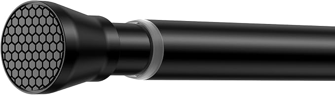 Adjustable Tension Curtain Rod 30 to 64 inches, Spring Curtain Rod for Windows Tension Rod No Drill, Spring Tension Curtain Rod for Window, Bathroom, Doorway, Black