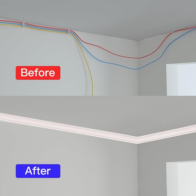 Corner Cable Hider, 125.6in Cable Concealer, Paintable Cord Cover for Wall, Corner Cable Management Kit, Wire Raceway for Floor Baseboard and Ceiling, 8XL15.7in, White